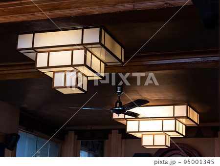 Ixelles, Brussels Capital Region - Belgium - Abstract detail of a rectangular chandelier in Art Deco style 95001345