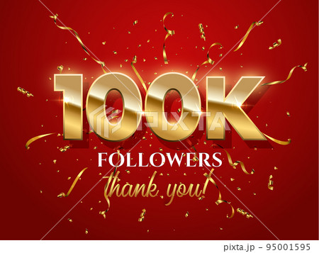 100000 followers celebration vector banner with text 95001595