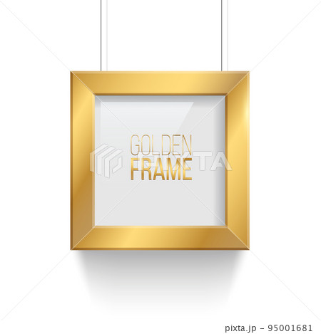 Square golden picture or photo frame isolated on transparent background. Vector design element. Square golden picture or photo frame isolated on transparent background. Vector design element. 95001681