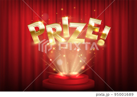 Prize, award win vector 3D word concept banner 95001689
