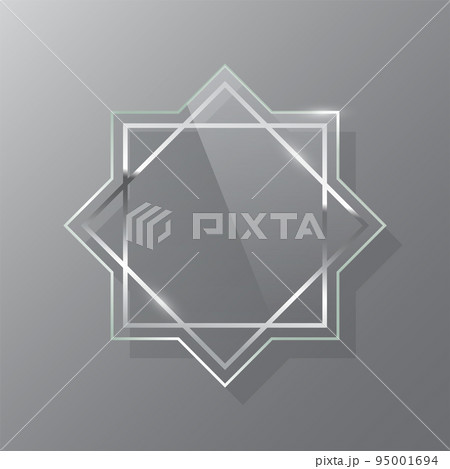 Silver square and rhombus glass frame realistic vector mockup set Silver square and rhombus glass frame realistic vector mockup set 95001694