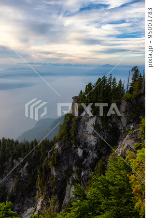 Canadian Mountain Landscape on the West Coast of Pacific Ocean. Dramatic Sunset 95001783