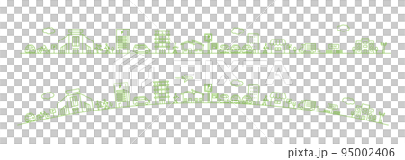 駐車場のある街のシンプルな線画イラスト、ベクター 95002406