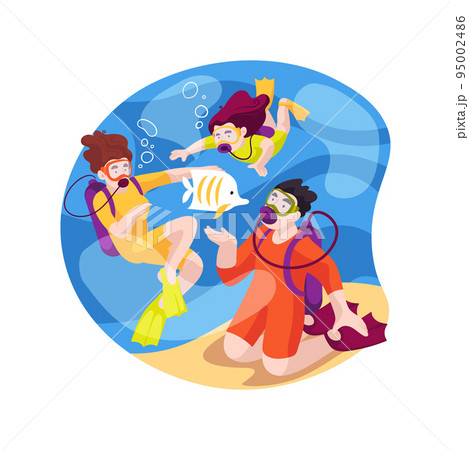 Diving isolated cartoon vector illustration. Diving isolated cartoon vector illustration. 95002486