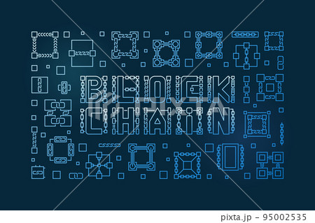 Block Chain vector blue line illustration - Blockchain banner 95002535