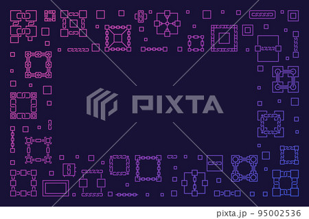 Vector Blockchain concept horizontal colorful outline frame 95002536