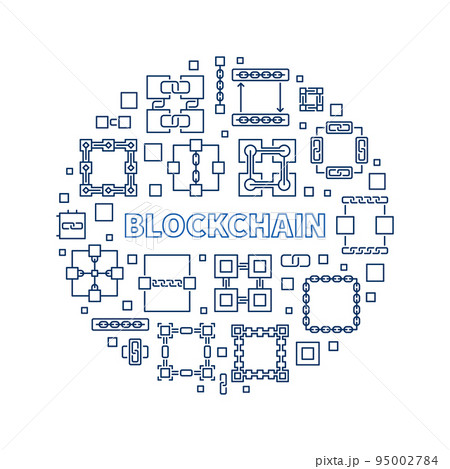 Blockchain outline concept vector minimal round illustration 95002784