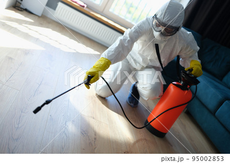 Pest and virus bacteria control contractor works in apartment 95002853