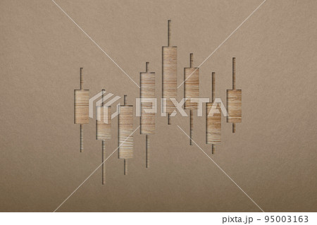Financial chart, stock market growth charts or business investment market trading analysis 3d chart. Economy finance report, down candlestick chart. 95003163