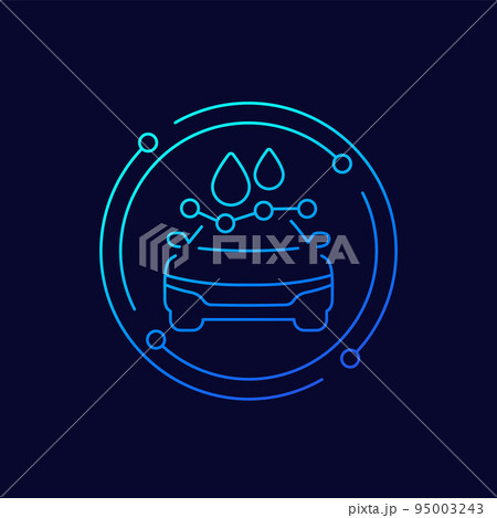 fuel consumption line icon with a car, vector fuel consumption line icon with a car, vector 95003243