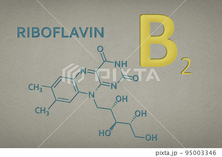 Vitamin B2. Riboflavin Molecule On Paper...のイラスト素材 [95003346] - PIXTA