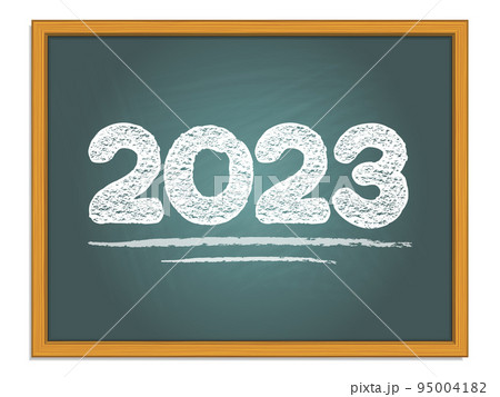 2023 year chalk lettering on green chalkboard. New year vector number. 95004182