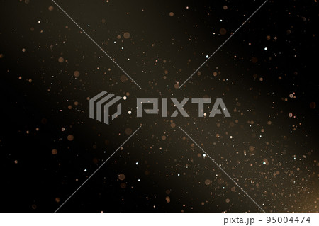 Natural organic dust particles floating on a sunbeam on black background. Glittering sparkling flickering in space 3D illustration. Natural organic dust particles floating on a sunbeam on black background. Glittering sparkling flickering in space 3D illustration. 95004474