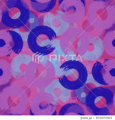 Seamless pattern colored semi-rings paint brush strokes blue, pink Seamless pattern colored semi-rings paint brush strokes blue, pink 95005065