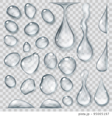 Transparent gray drops. Transparency only in vector format 95005197