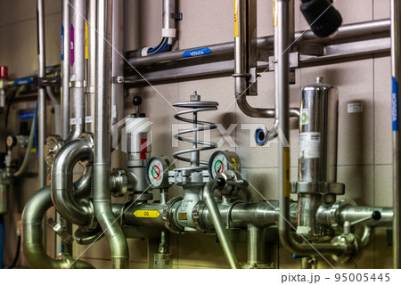 Indicators and pipes at the beer factory. Indicators and pipes at the beer factory. 95005445