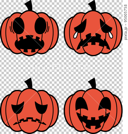 Four facial expressions of Halloween pumpkins 95005758