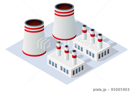 Landscape of industrial objects plant, factories, 3d illustration Landscape of industrial objects plant, factories, 3d illustration 95005903