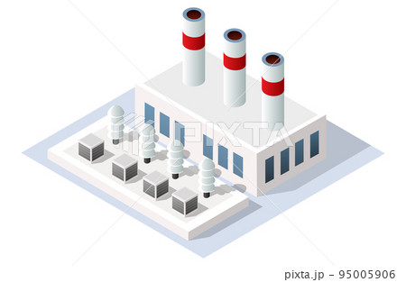 Landscape of industrial objects plant, factories, 3d illustration Landscape of industrial objects plant, factories, 3d illustration 95005906