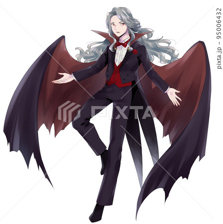 Illustration of a vampire-like long-haired man - Stock