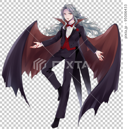 吸血鬼風な長髪男性のイラスト　血のり有バージョン 95006433