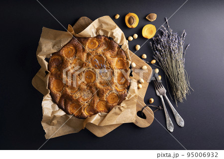 apricot cake with nuts and lavender apricot cake with nuts and lavender 95006932