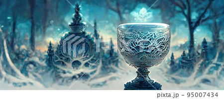 幻想的な雪のグラスが印象的なイラスト 幻想的な雪のグラスが印象的なイラスト 95007434