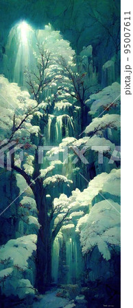 幻想的な雪の世界が印象的なイラスト 95007611