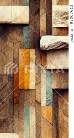 木のタイルが印象的なイラスト 95007613