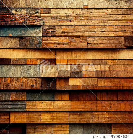 カラフルに塗られた木のタイルが印象的なイラスト 95007680