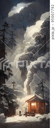 幻想的な雪の世界が印象的なイラスト 95007792