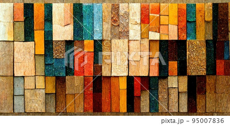 木のタイルが印象的なイラスト 95007836