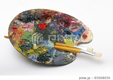 pallette with brushes on a white background pallette with brushes on a white background 95008050