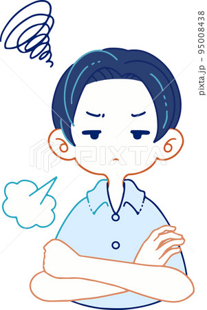 あきれ果てて溜息を吐く人物のベクターイラストレーション あきれ果てて溜息を吐く人物のベクターイラストレーション 95008438