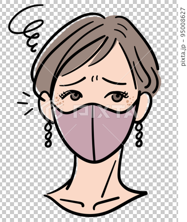 一個戴著口罩的女人擔心她眼睛周圍的斑點 95008627