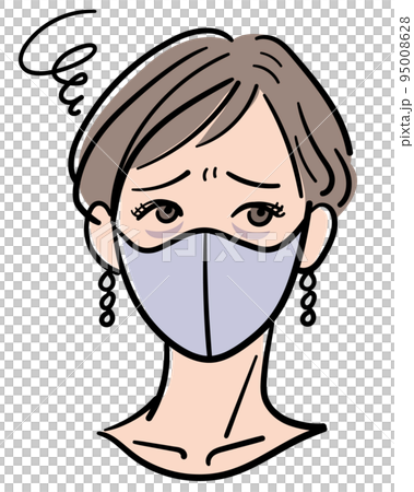 一個戴著面具的女人擔心她眼睛下面的黑眼圈 95008628