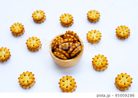 Pineapple Biscuits isolated on white background. 95009286