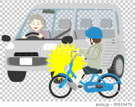Accident in which a child hits a car on a bicycle 95010479