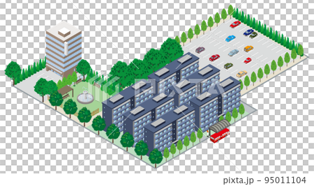 街並みの立体図. 都市の景観.  95011104