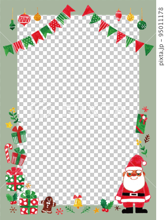 クリスマスフレーム 水彩手描き A4縦 クリスマスフレーム 水彩手描き A4縦 95011178