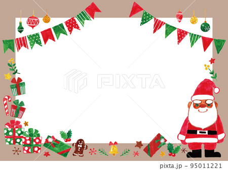 クリスマスフレーム　水彩手描き　A4横 95011221