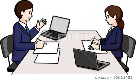ミーティングする男性と女性 ミーティングする男性と女性 95011402