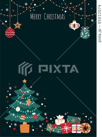 クリスマスツリーとオーナメントのイラストのフレーム 95012074