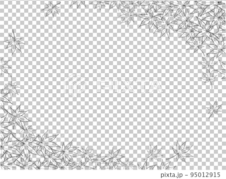 もみじの線画フレーム③(ななめ,舞う,黒) 95012915