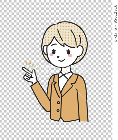 一個穿著西裝的女人指著解釋 一個穿著西裝的女人指著解釋 95012916