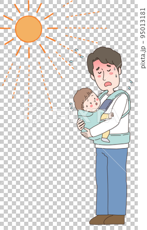 父親在陽光下抱著孩子的全身插圖 95013181