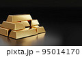 3D illustration. Close-up pure gold bar put on the black color surface background. Business and finance concept 95014170