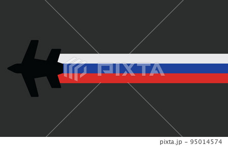 Plane with the Russian flag. The background icon plane black 95014574