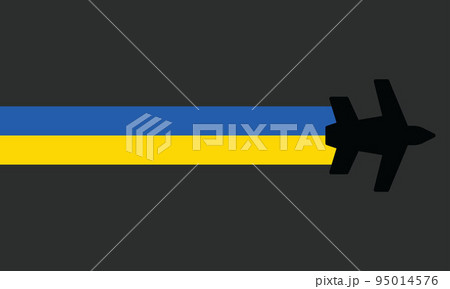 Plane with the Ukraine flag. The background icon plane black 95014576