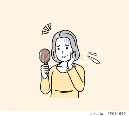 円形脱毛症を気にする中年の女性 悩む 加齢 老化 髪の毛 イラスト 円形脱毛症を気にする中年の女性 悩む 加齢 老化 髪の毛 イラスト 95014650
